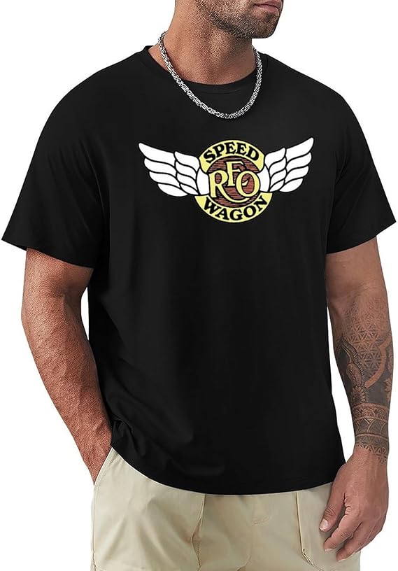 REO Music Speedwagon Men'S T-Shirts Classic Crewneck Casual Short Shirt Cotton Teens Tee Tops, 4X-Large