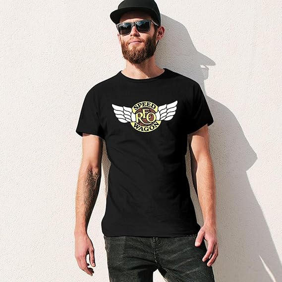 REO Music Speedwagon Men'S T-Shirts Classic Crewneck Casual Short Shirt Cotton Teens Tee Tops, 4X-Large
